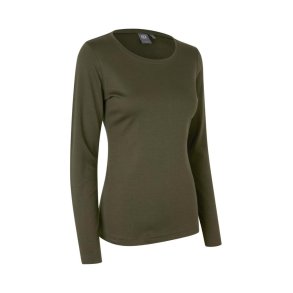 T-shirt med langt rme dame model farve: oliven